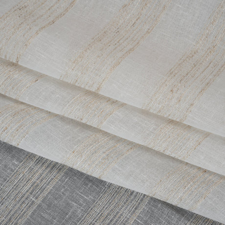 Slubbed Double Wide Drapery Sheers Fabric - Sand Textured Stripes - British Imported