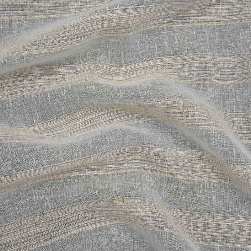 Slubbed Double Wide Drapery Sheers Fabric - Sand Textured Stripes - British Imported