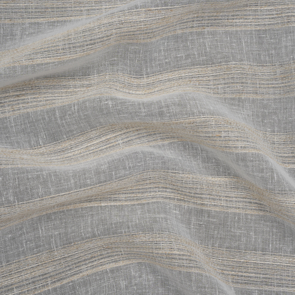 Slubbed Double Wide Drapery Sheers Fabric - Sand Textured Stripes - British Imported