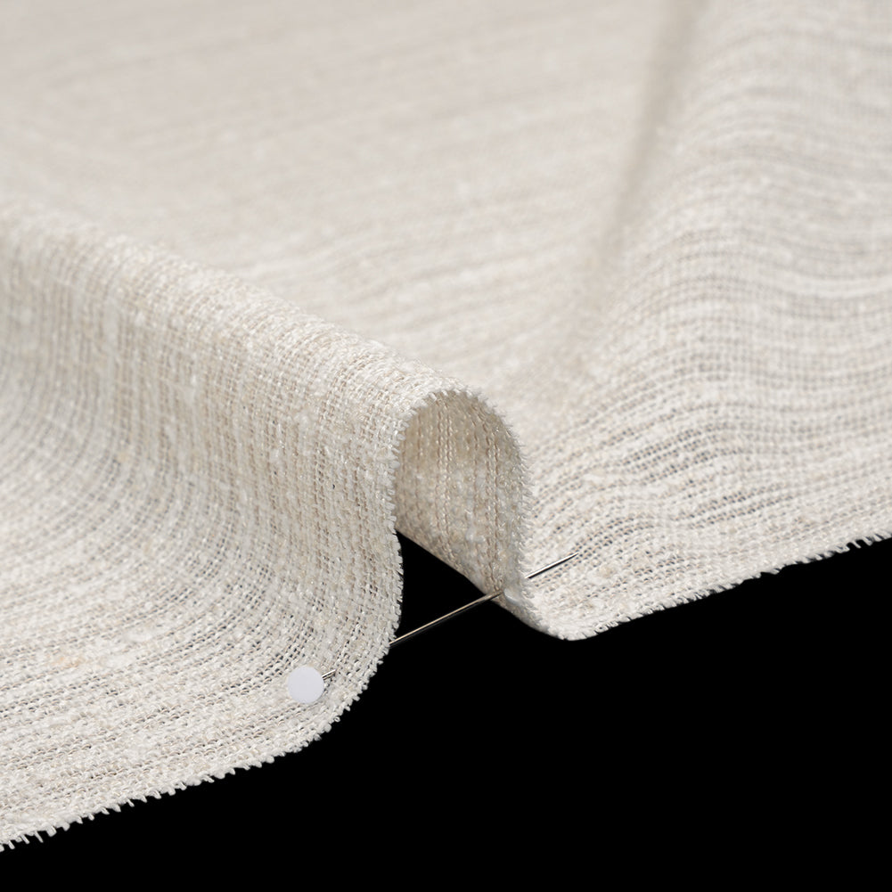 Slubbed Double Wide Drapery Sheers Woven Fabric - Ecru - British Imported