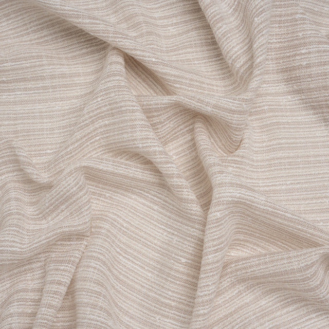 Slubbed Double Wide Drapery Sheers Woven Fabric - Flax - British Imported