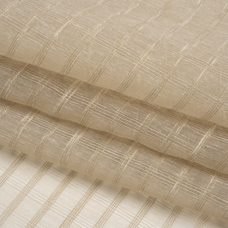 Double Wide Drapery Sheers Woven Fabric - Parchment Textured Checks - British Imported