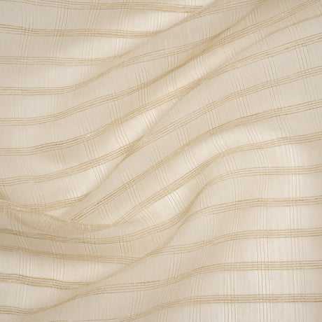 Double Wide Drapery Sheers Woven Fabric - Parchment Textured Checks - British Imported