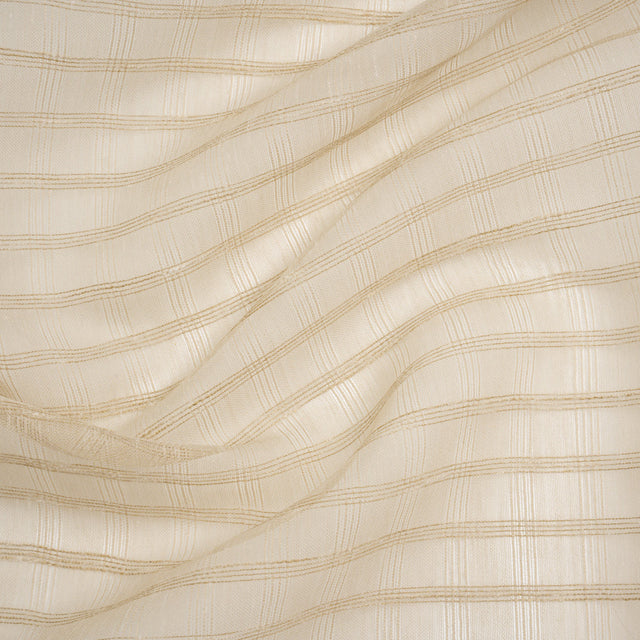 Double Wide Drapery Sheers Woven Fabric - Parchment Textured Checks - British Imported