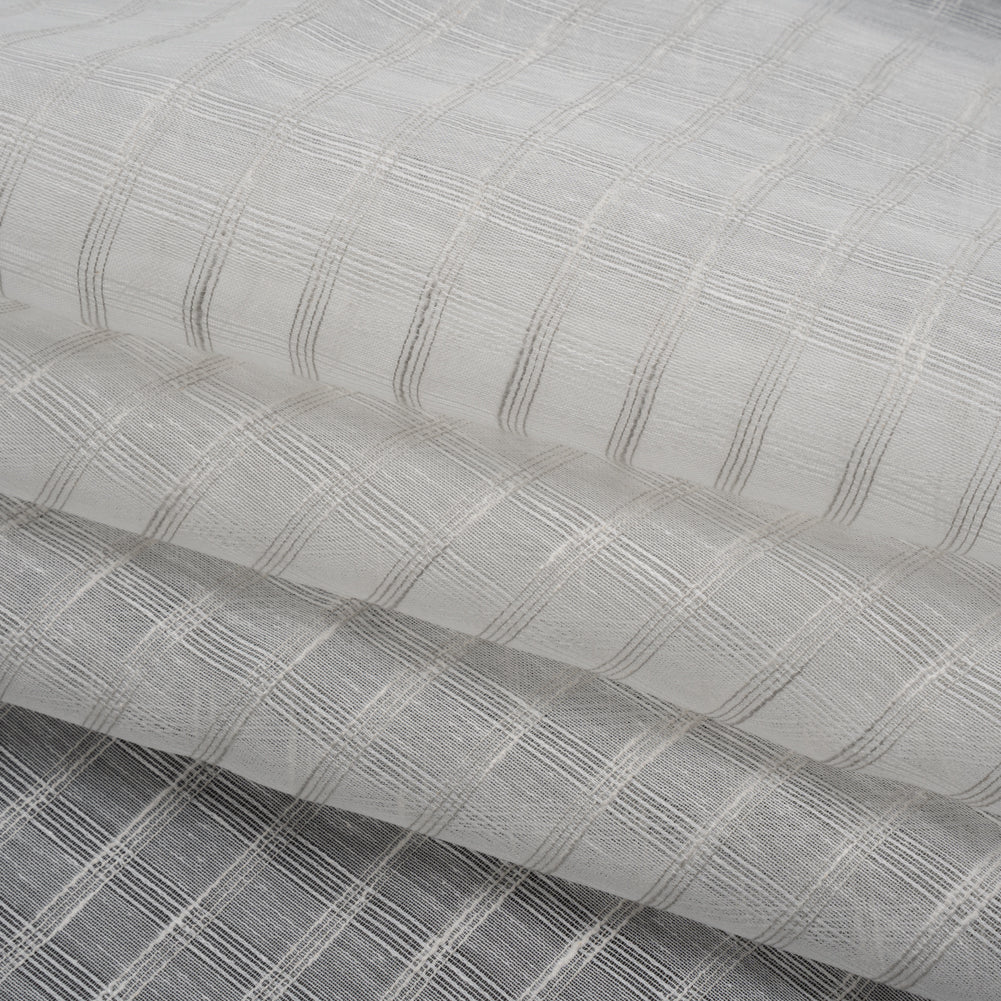 Double Wide Drapery Sheers Woven Fabric - Pebble Textured Checks - British Imported