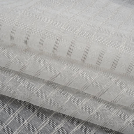 Double Wide Drapery Sheers Woven Fabric - Pebble Textured Checks - British Imported