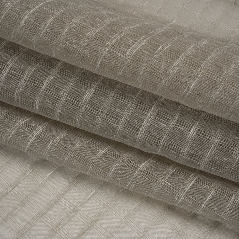 Double Wide Drapery Sheers Woven Fabric - Smoke Textured Checks - British Imported