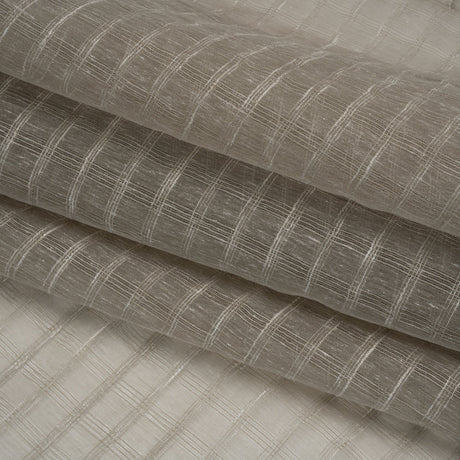 Double Wide Drapery Sheers Woven Fabric - Smoke Textured Checks - British Imported