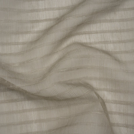 Double Wide Drapery Sheers Woven Fabric - Smoke Textured Checks - British Imported
