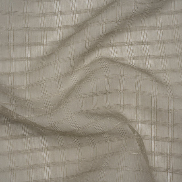 Double Wide Drapery Sheers Woven Fabric - Smoke Textured Checks - British Imported