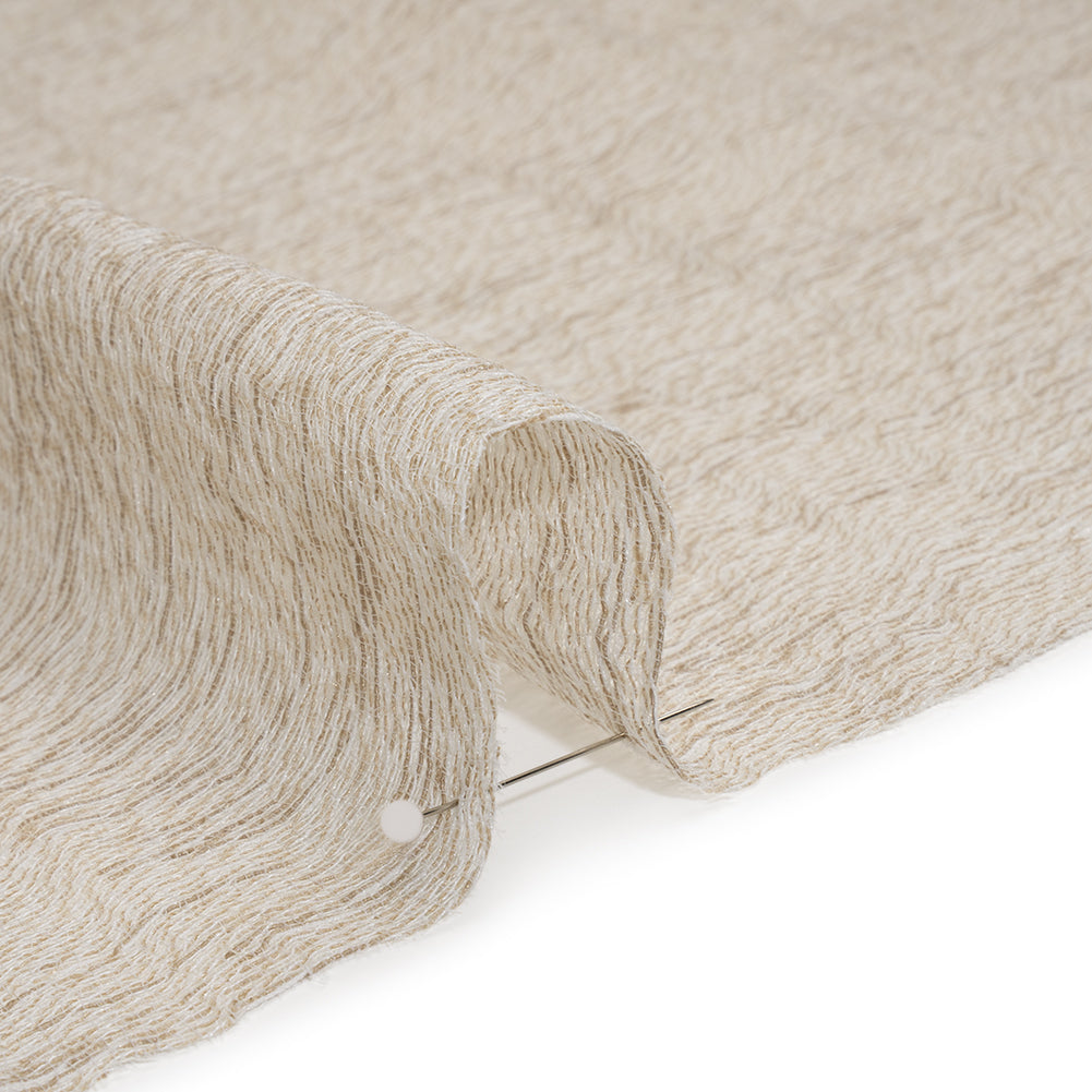 Wrinkled Look Loosely Woven Double Wide Drapery Sheers Fabric - Parchment - British Imported