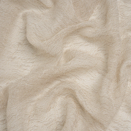 Wrinkled Look Loosely Woven Double Wide Drapery Sheers Fabric - Parchment - British Imported