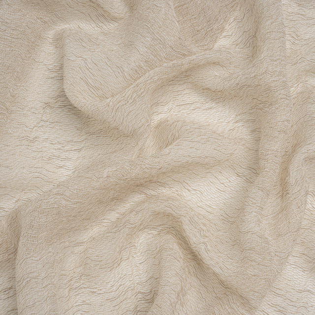Wrinkled Look Loosely Woven Double Wide Drapery Sheers Fabric - Parchment - British Imported
