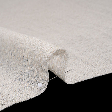 Wrinkled Look Loosely Woven Double Wide Drapery Sheers Fabric - Sand - British Imported