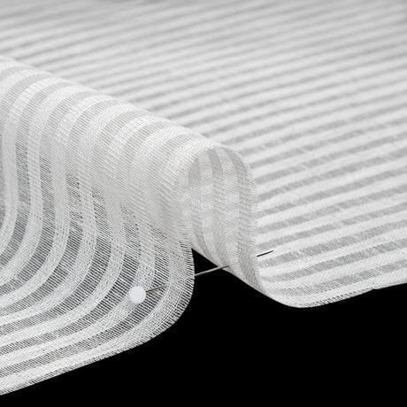 Slubbed Double Wide Drapery Sheers Woven - Chalk Sheer Stripes - British Imported