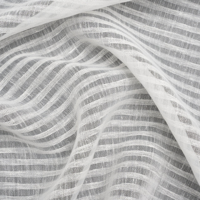 Slubbed Double Wide Drapery Sheers Woven - Chalk Sheer Stripes - British Imported