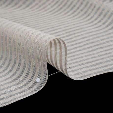 Slubbed Double Wide Drapery Sheers Woven - Putty Sheer Stripes - British Imported