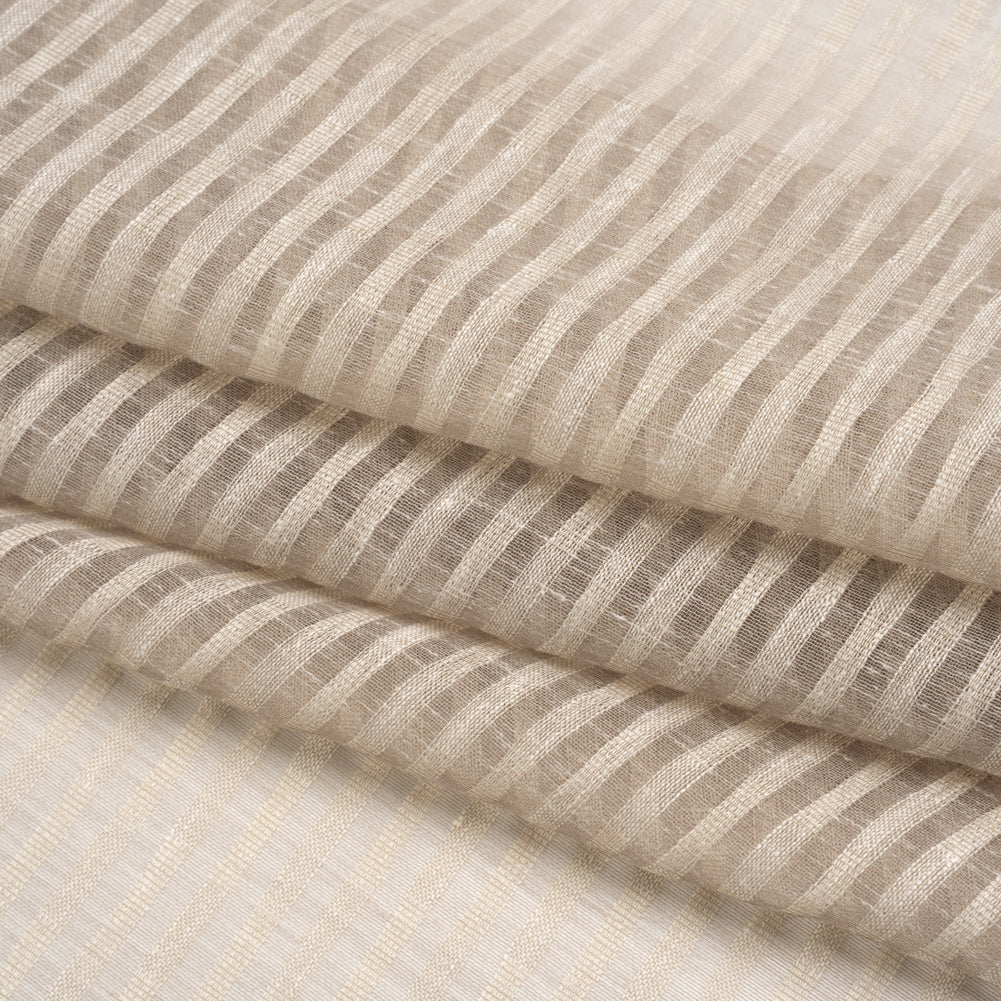 Slubbed Double Wide Drapery Sheers Woven - Smoke Sheer Stripes - British Imported