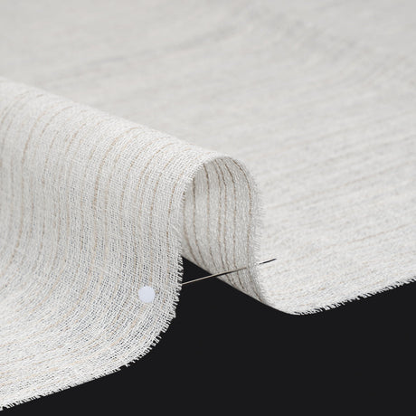 Creped Gauzy Double Wide Drapery Sheers Fabric - Driftwood Slubbed Stripes - British Imported