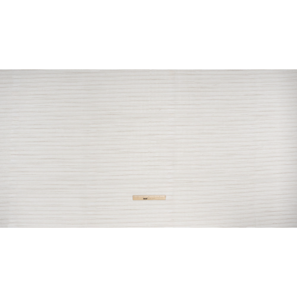Creped Gauzy Double Wide Drapery Sheers Fabric - Driftwood Slubbed Stripes - British Imported