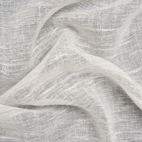 Creped Gauzy Double Wide Drapery Sheers Fabric - Driftwood Slubbed Stripes - British Imported