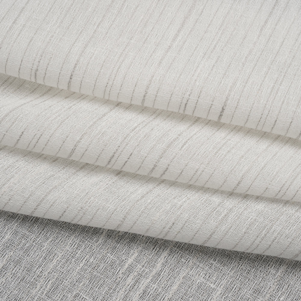 Creped Gauzy Double Wide Drapery Sheers Fabric - Pebble Slubbed Stripes - British Imported
