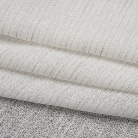 Creped Gauzy Double Wide Drapery Sheers Fabric - Pebble Slubbed Stripes - British Imported