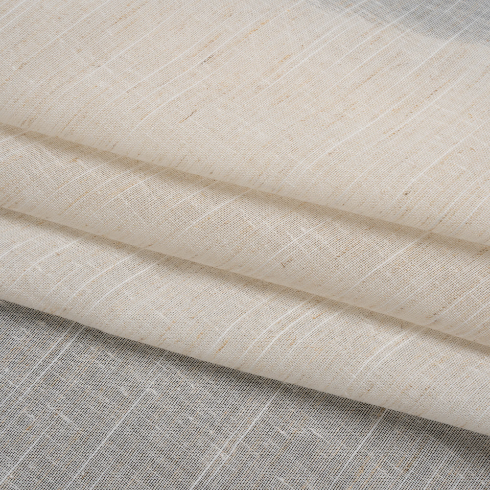 Slubbed Cotton and Linen Double Wide Drapery Sheers Fabric - Ecru Heathered - British Imported
