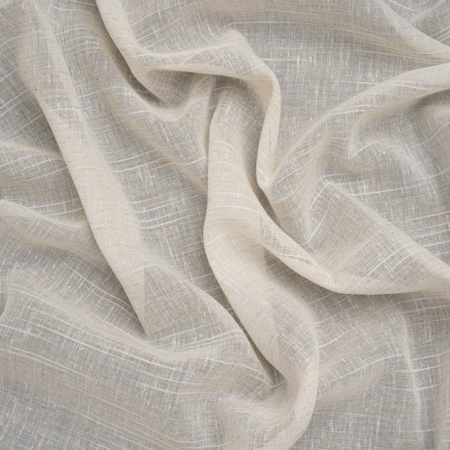 Slubbed Cotton and Linen Double Wide Drapery Sheers Fabric - Ecru Heathered - British Imported