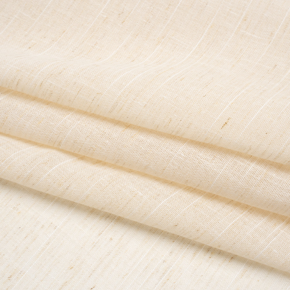 Slubbed Cotton and Linen Double Wide Drapery Sheers Fabric - Flax Heathered - British Imported