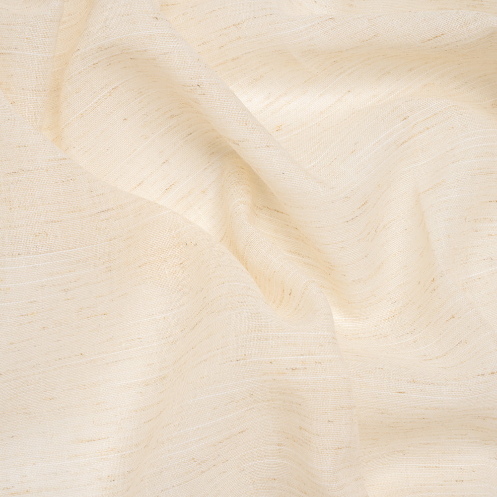 Slubbed Cotton and Linen Double Wide Drapery Sheers Fabric - Flax Heathered - British Imported