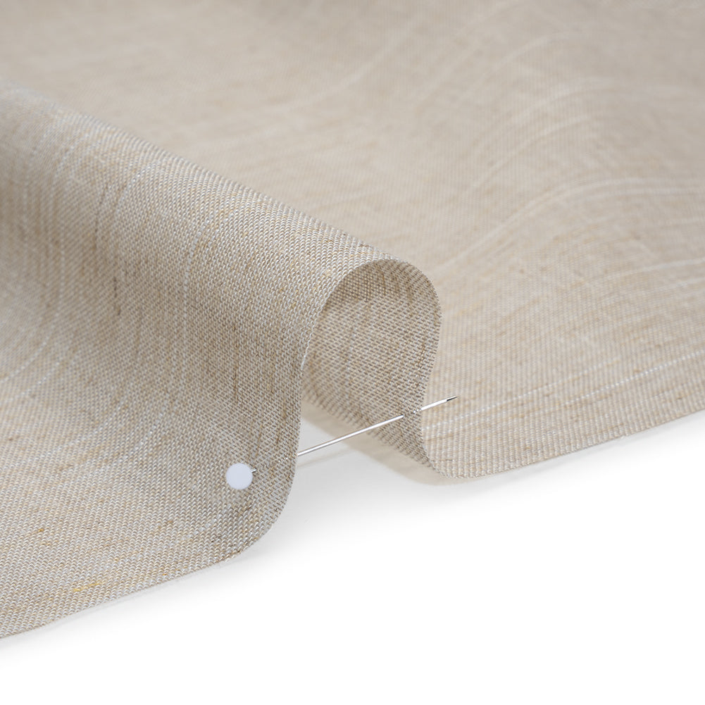 Slubbed Cotton and Linen Double Wide Drapery Sheers Fabric - Smoke Heathered - British Imported