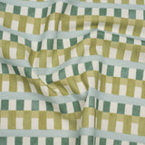 Cotton and Linen Canvas Print - Teal Geometric Block Stripes - British Imported