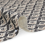 Cotton and Linen Canvas Print - Charcoal Rows of Diamonds - British Imported