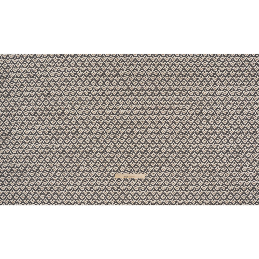Cotton and Linen Canvas Print - Charcoal Rows of Diamonds - British Imported