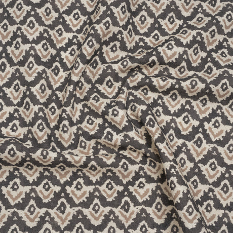 Cotton and Linen Canvas Print - Charcoal Rows of Diamonds - British Imported