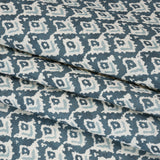 Cotton and Linen Canvas Print - Indigo Rows of Diamonds - British Imported