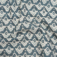 Cotton and Linen Canvas Print - Indigo Rows of Diamonds - British Imported