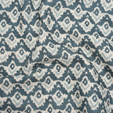Cotton and Linen Canvas Print - Indigo Rows of Diamonds - British Imported