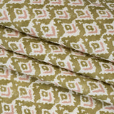 Cotton and Linen Canvas Print - Olive Rows of Diamonds - British Imported