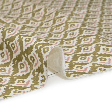 Cotton and Linen Canvas Print - Olive Rows of Diamonds - British Imported