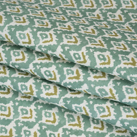 Cotton and Linen Canvas Print - Teal Rows of Diamonds - British Imported