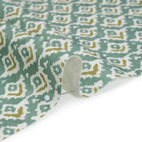 Cotton and Linen Canvas Print - Teal Rows of Diamonds - British Imported