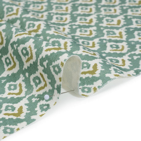 Cotton and Linen Canvas Print - Teal Rows of Diamonds - British Imported