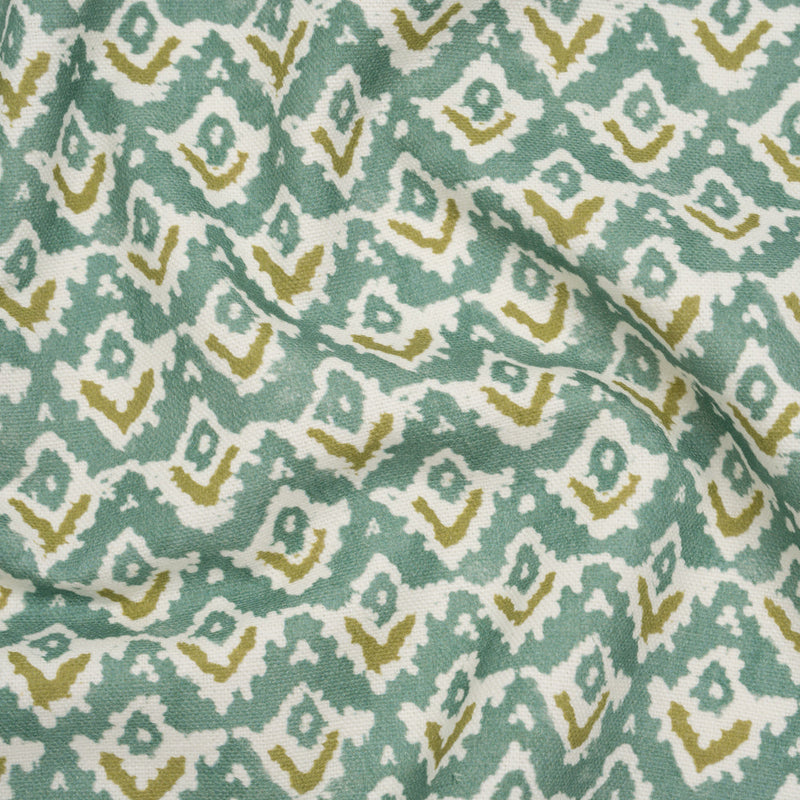 Cotton and Linen Canvas Print - Teal Rows of Diamonds - British Imported