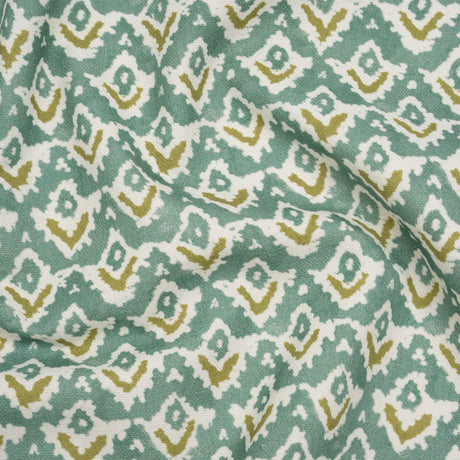 Cotton and Linen Canvas Print - Teal Rows of Diamonds - British Imported