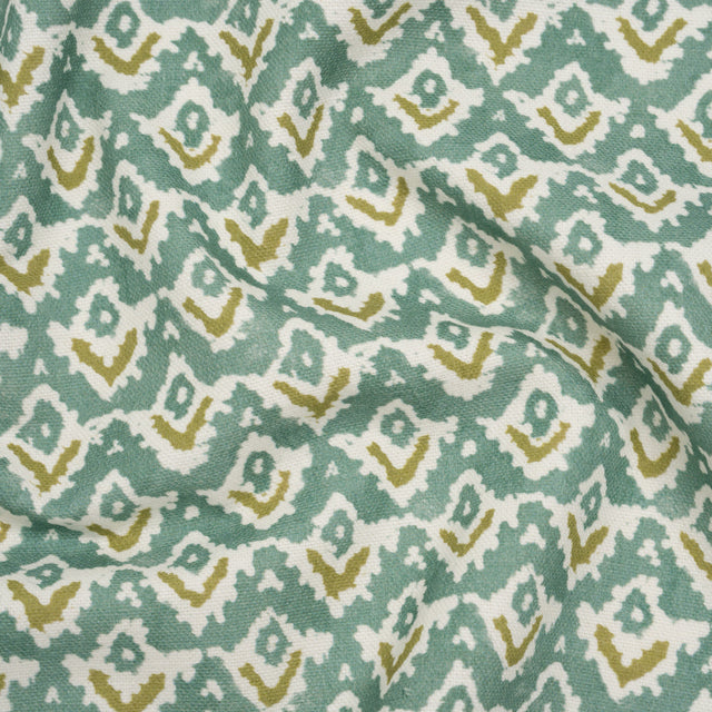 Cotton and Linen Canvas Print - Teal Rows of Diamonds - British Imported