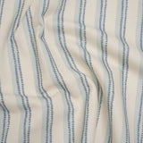 Cotton and Linen Canvas Print - Indigo Stripes and Dots - British Imported
