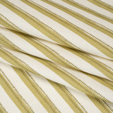 Cotton and Linen Canvas Print - Olive Stripes and Dots - British Imported