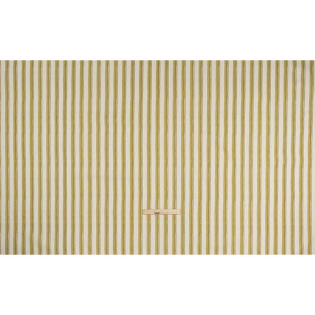 Cotton and Linen Canvas Print - Olive Stripes and Dots - British Imported